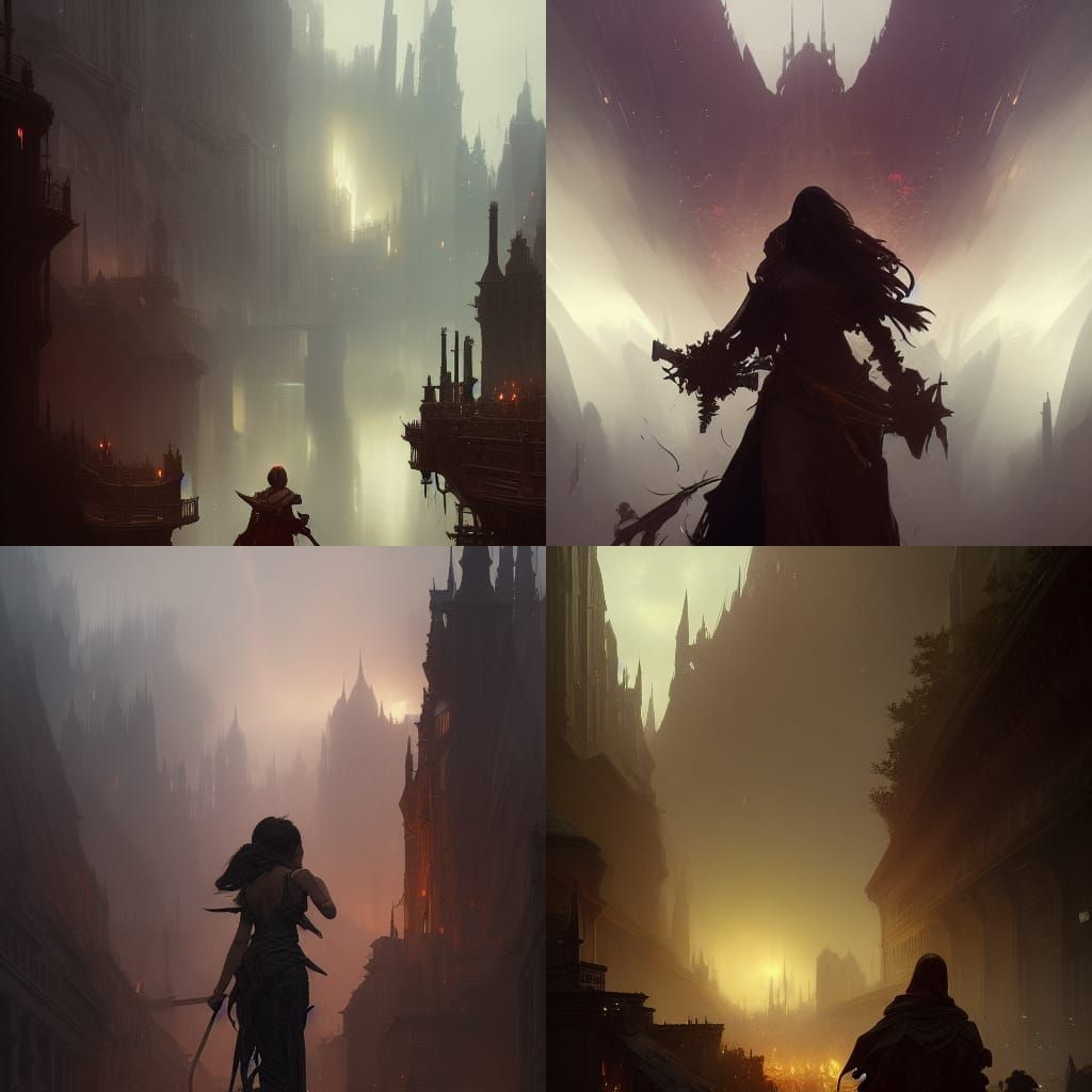 Dark Fantasy Art: Hyperdetailed Purple and Yellow Concept