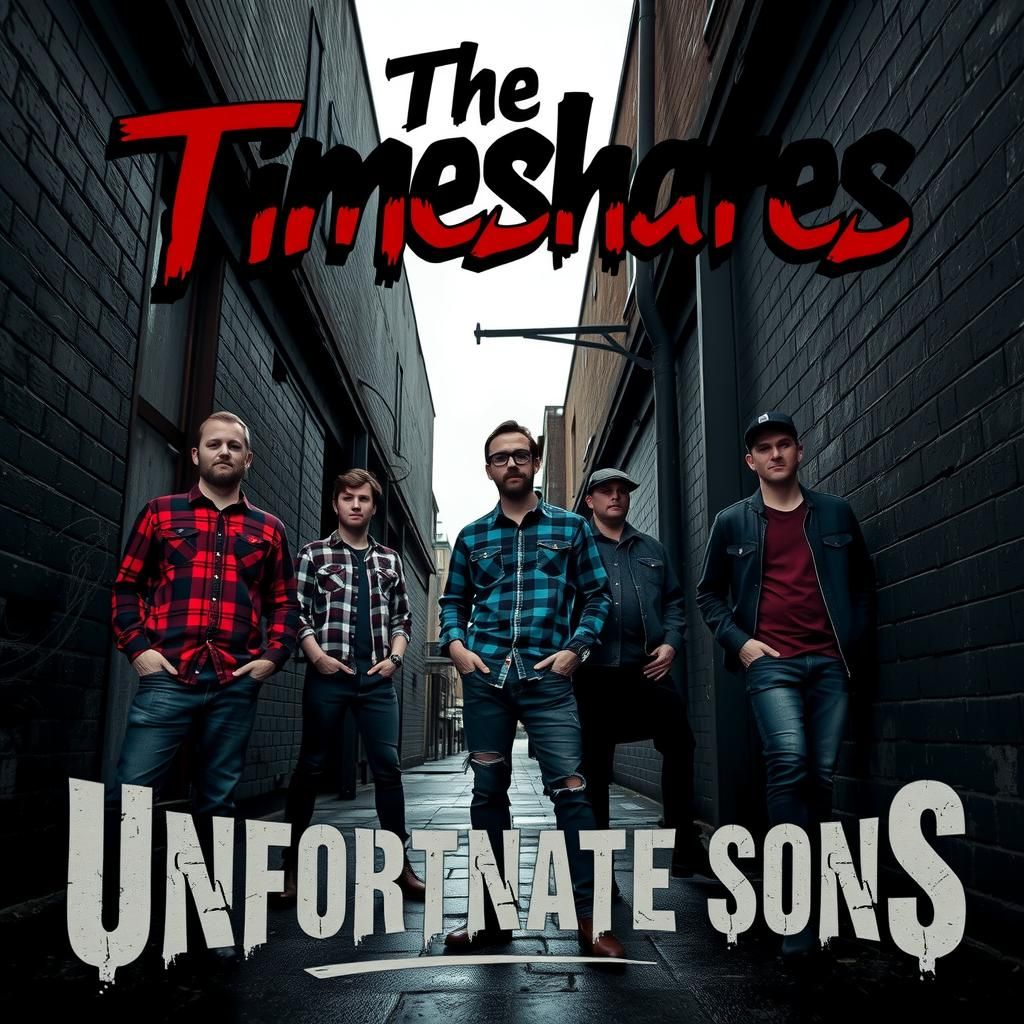 Grunge Band Portrait in Seattle Alleyway, Gritty Style