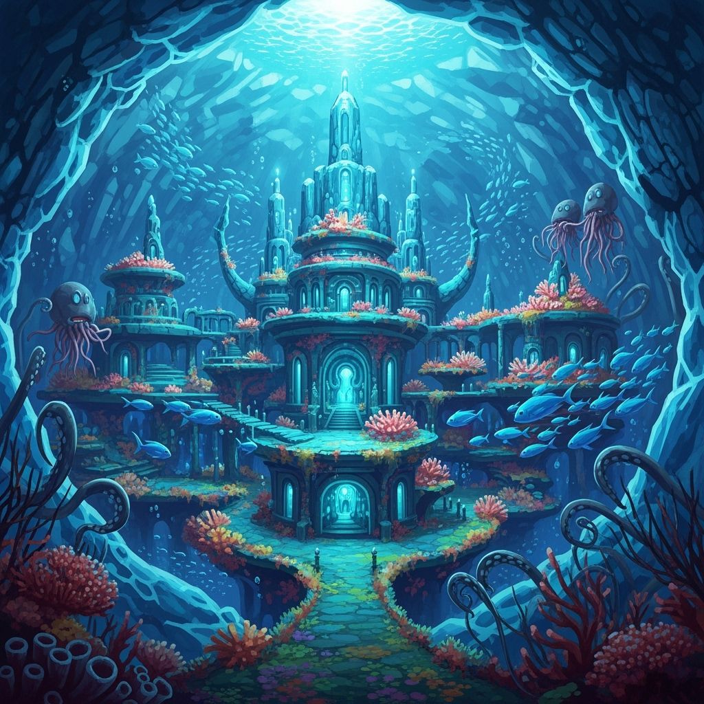 Bioluminescent Coral City in Geode Lair