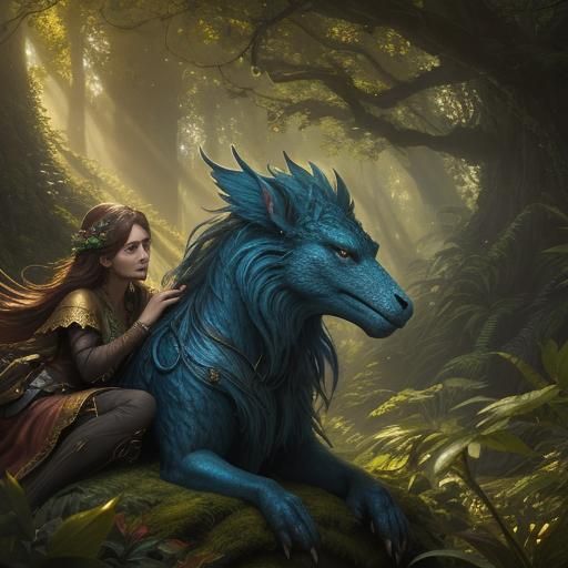 Enchanted Forest Friendship: Art Nouveau Fantasy Art