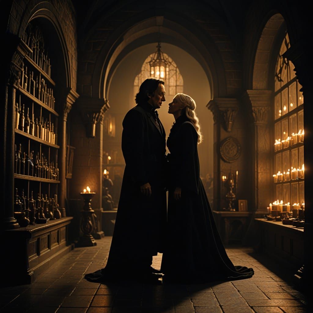 Mysterious Hogwarts Encounter in Cinematic Style