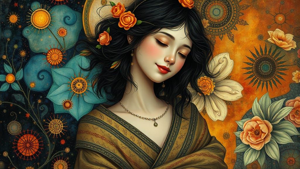 Enchanting Figure in Vibrant, Ethereal Dreamscape