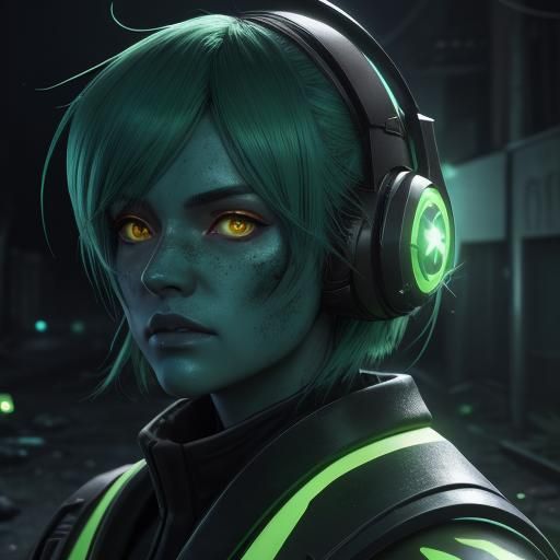 Radioactive Anime Girl in Abandoned Street