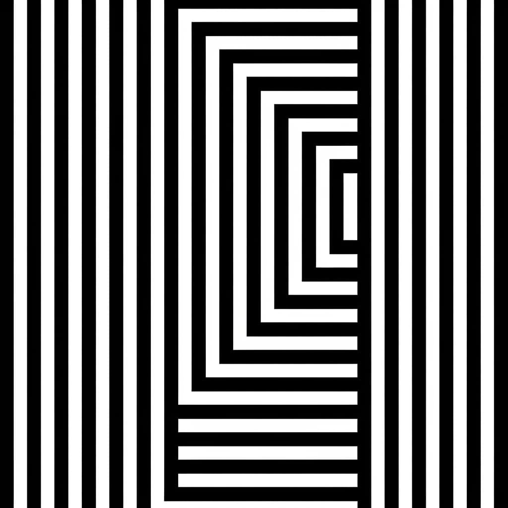 Black and White Optical Illusion in Op Art Style