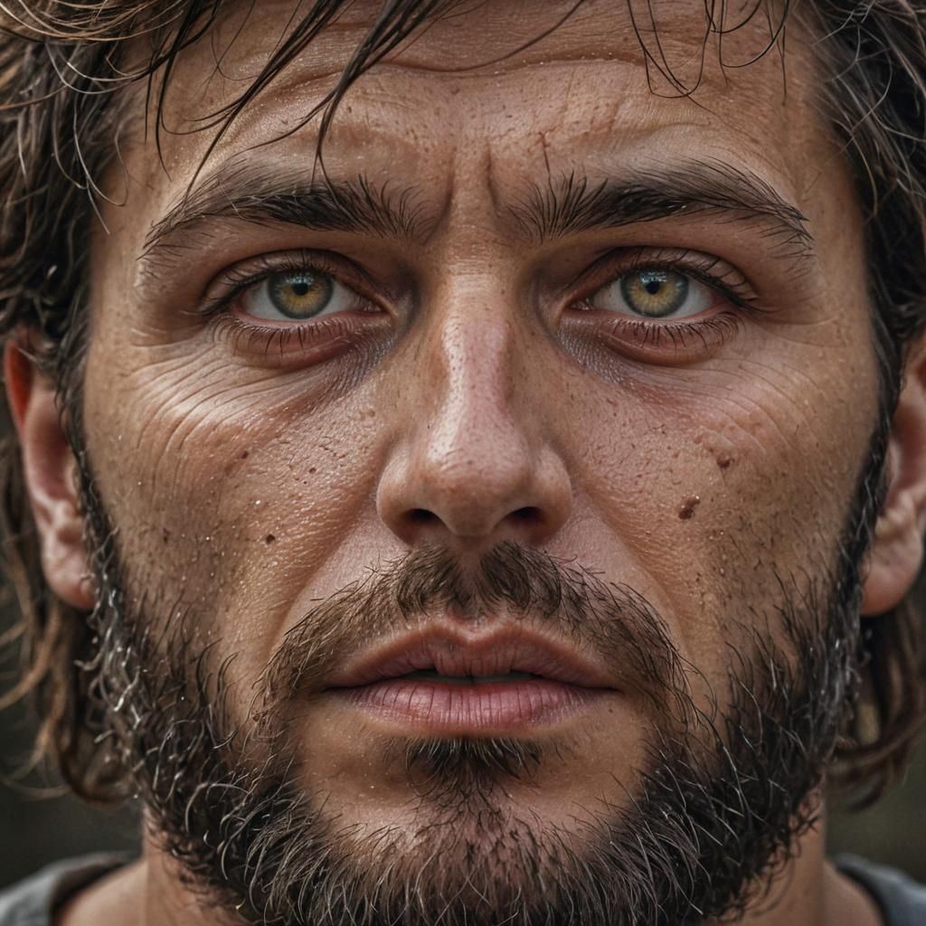 Gothic Man Portrait with Dark Hair and Brown Eyes