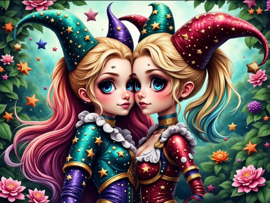 Harley Quinn and Poison Ivy Chibi Art