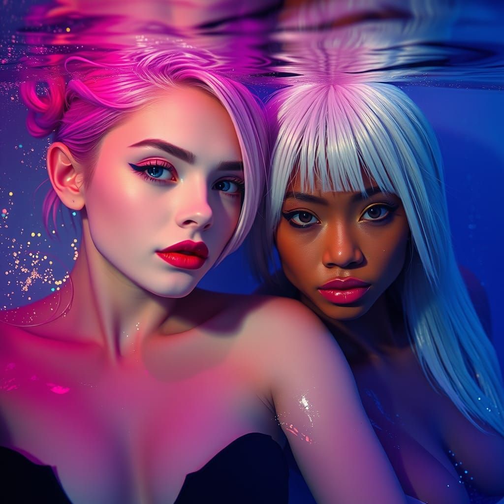 Cyberpunk Beauties Underwater: A Fusion of Styles