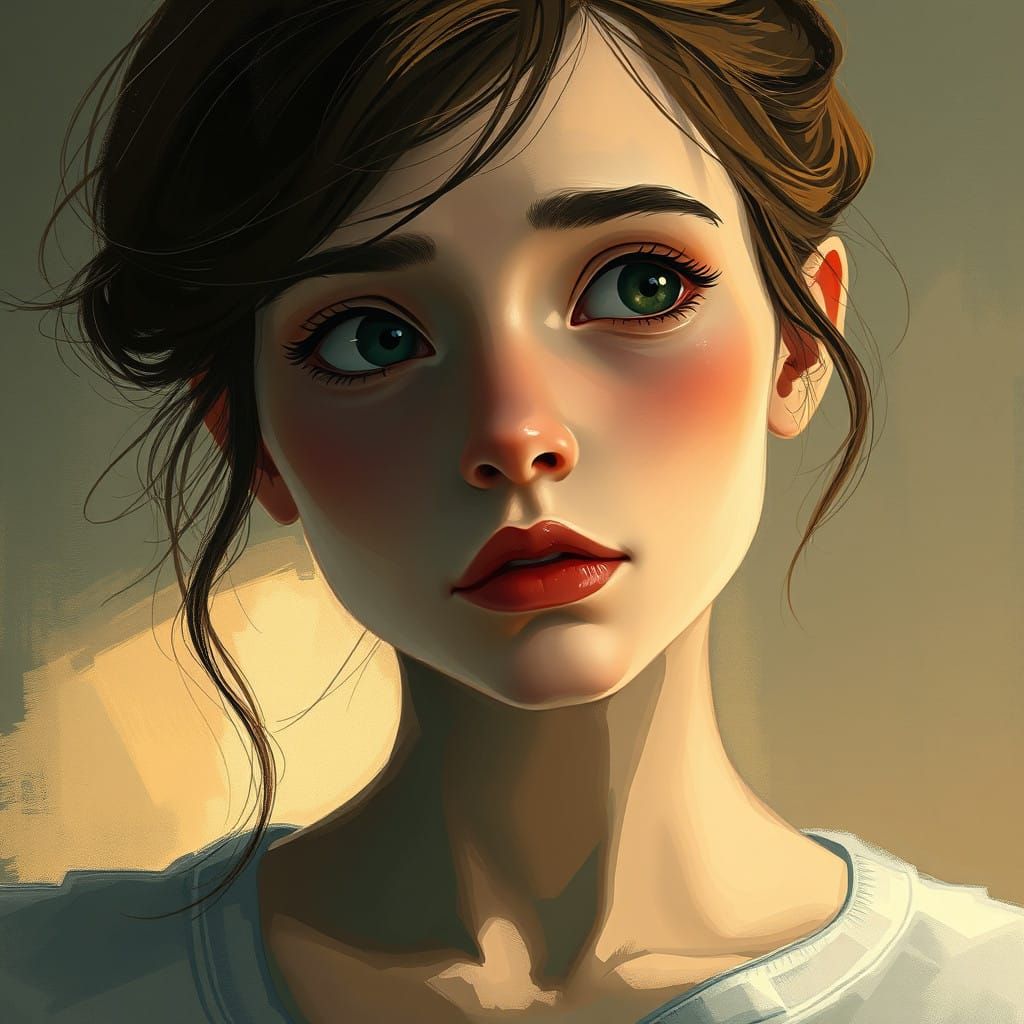 Intrigued Young Woman Contemplates a Mysterious Question