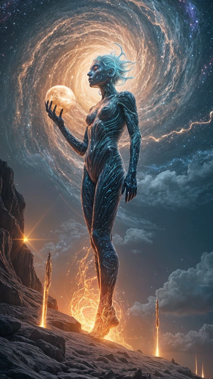 Cosmic Death: A Surreal Embodiment of Transformation