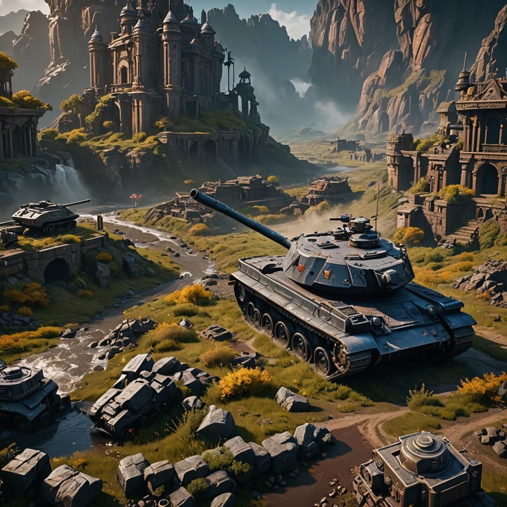 Detailed Fantasy Tank Matte Painting