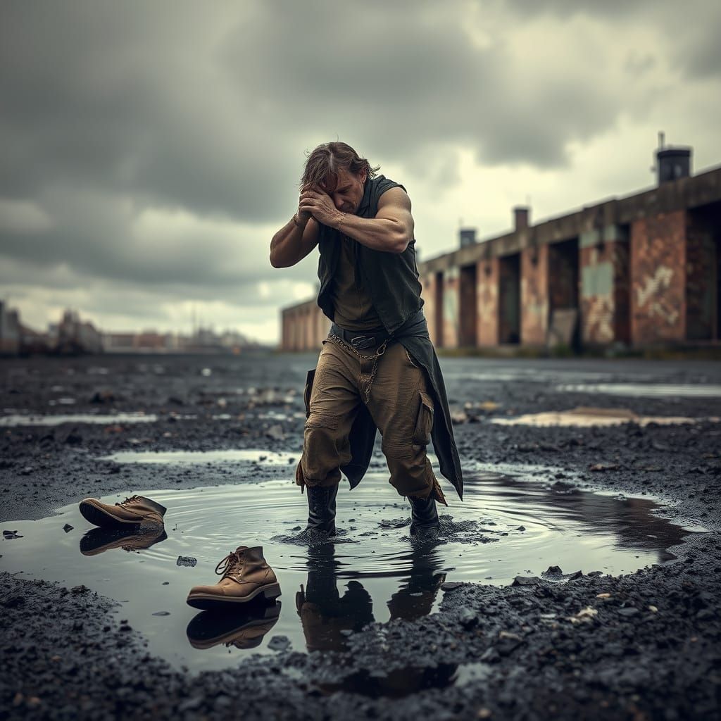Stuck in Tar, a Desolate Industrial Landscape
