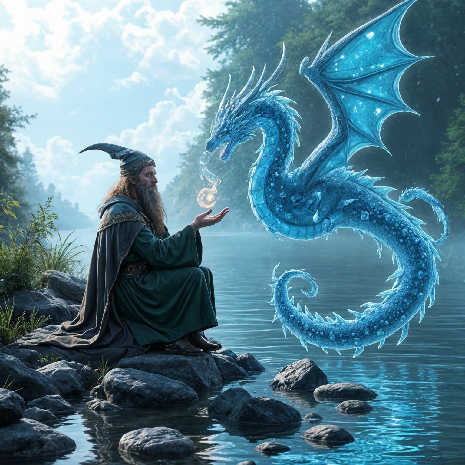 Enchanted River Sorcery in 2.5D Digital Art