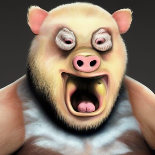 Horrific ManBearPig Creature in Realistic Horror Art
