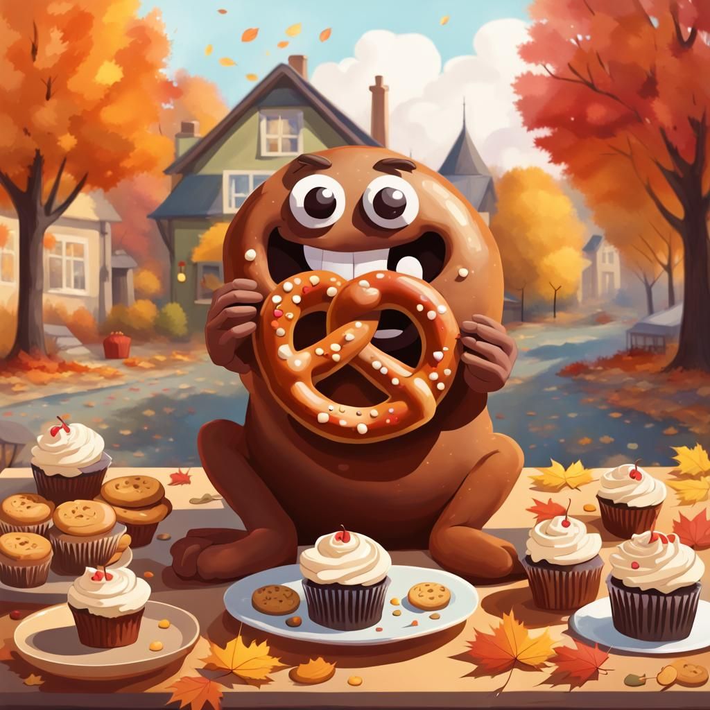 Pretzel Fantasy Creature in Autumn Setting