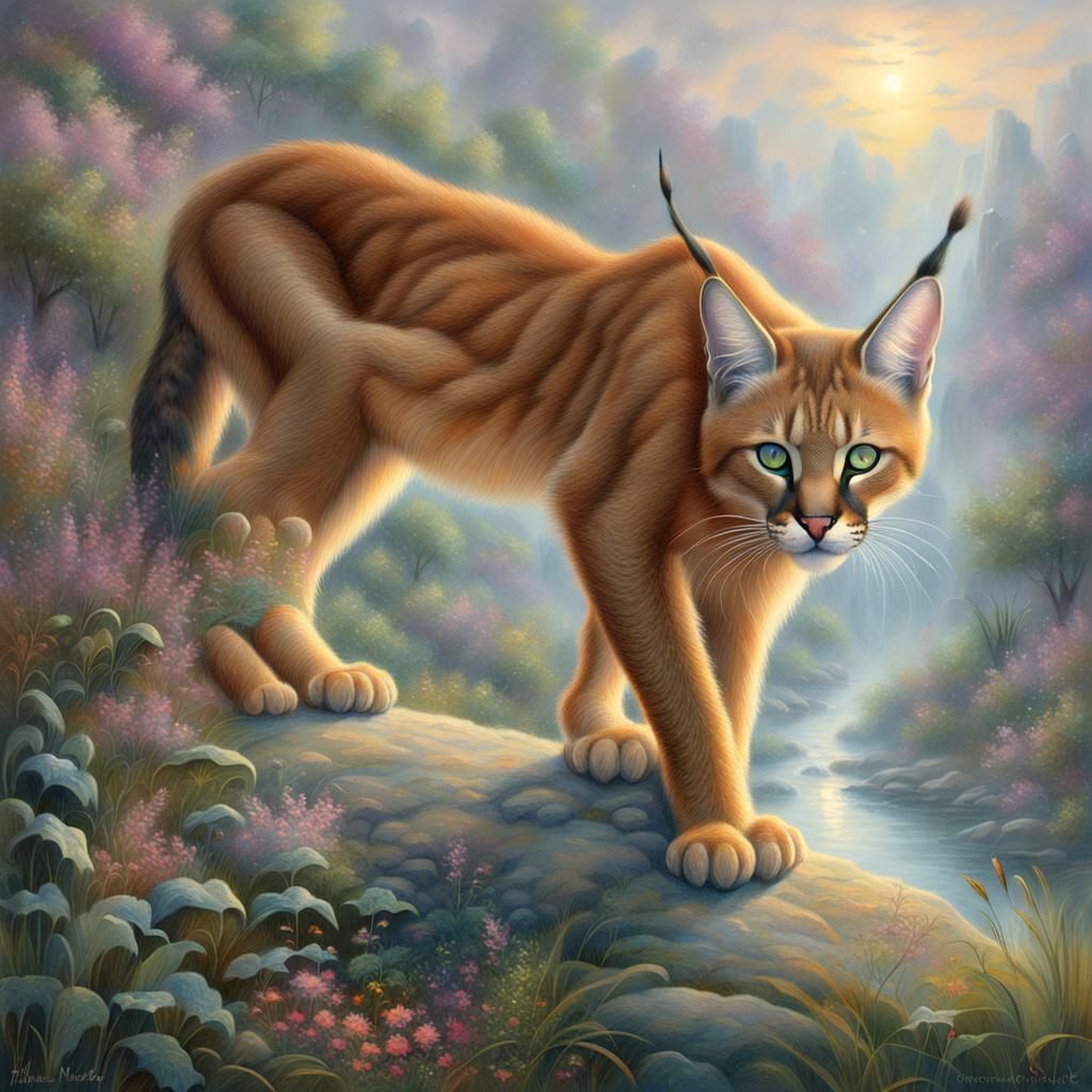 Ethereal Caracal Cat Fantasy Art