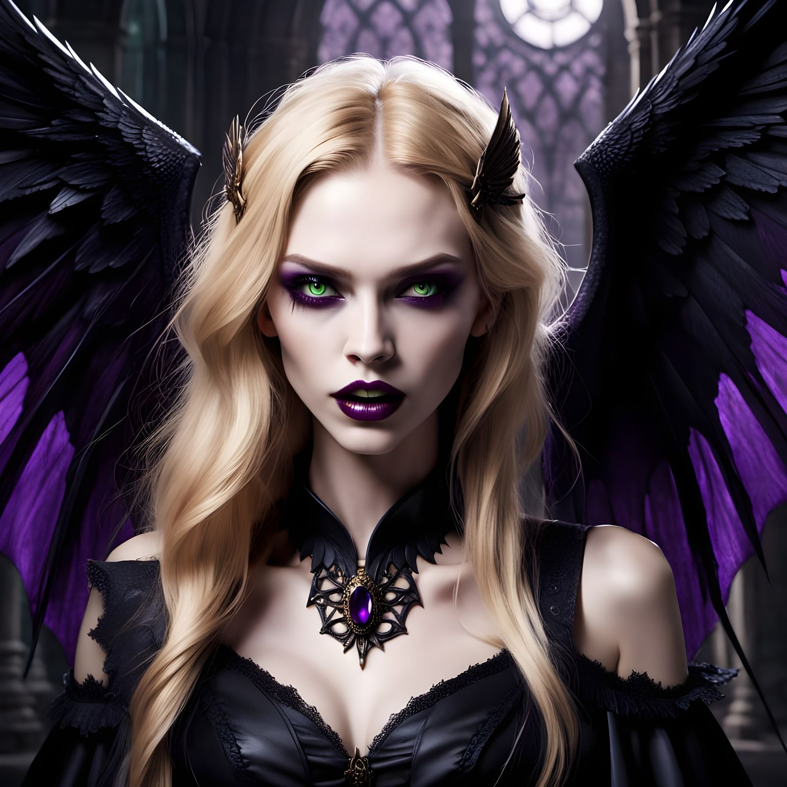 Young Vampire with Wings and Golden Hair