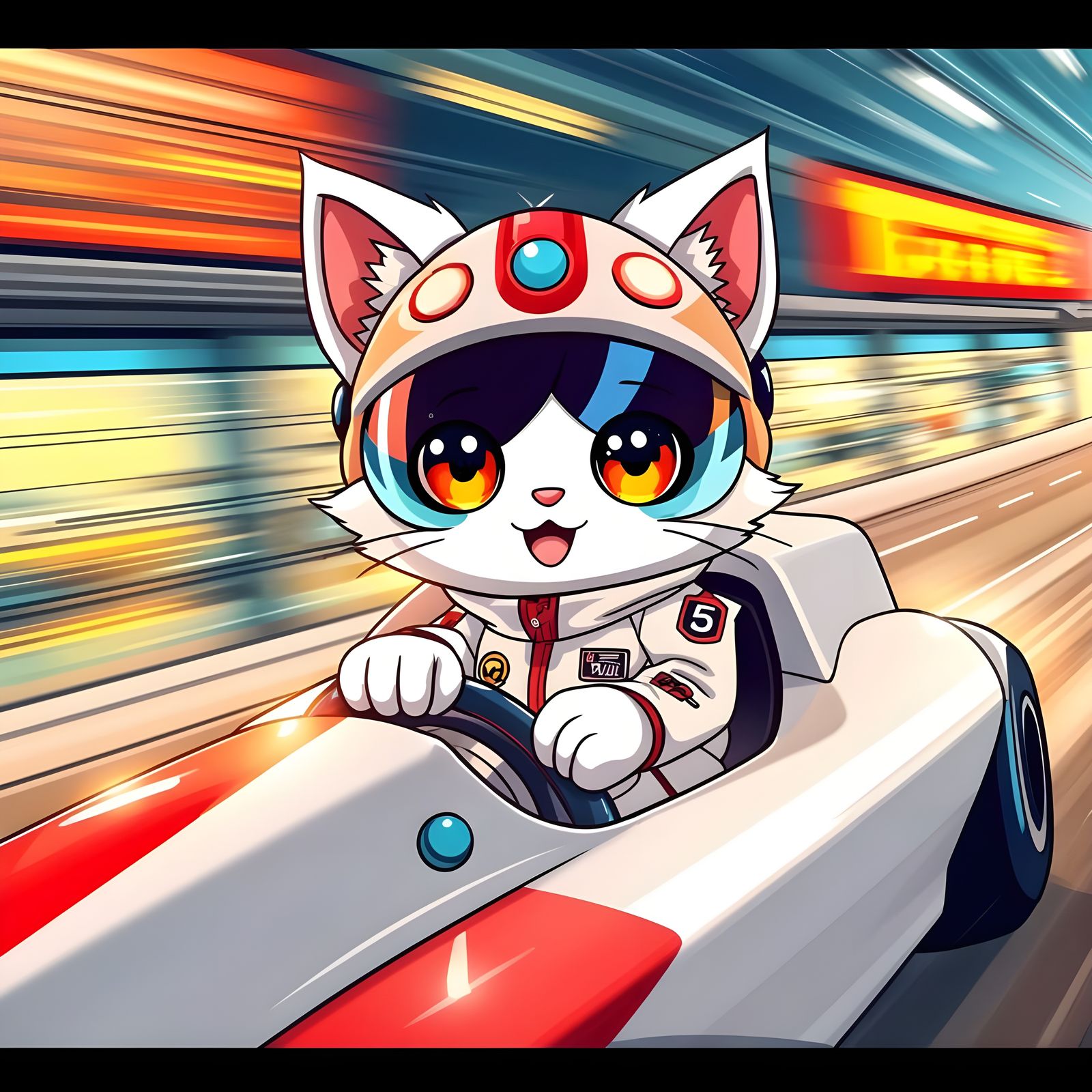 Speed Racer Kitty in Anime Style