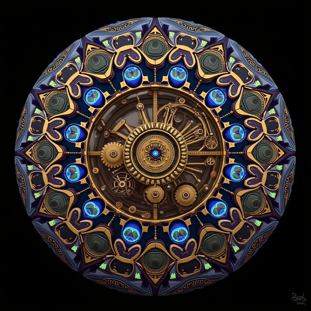 Clockwork Kaleidoscope in Hyperrealistic Steampunk Style