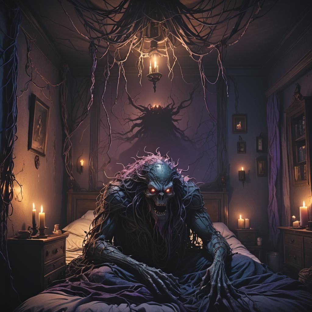Dark Fantasy Monster in Gothic Room