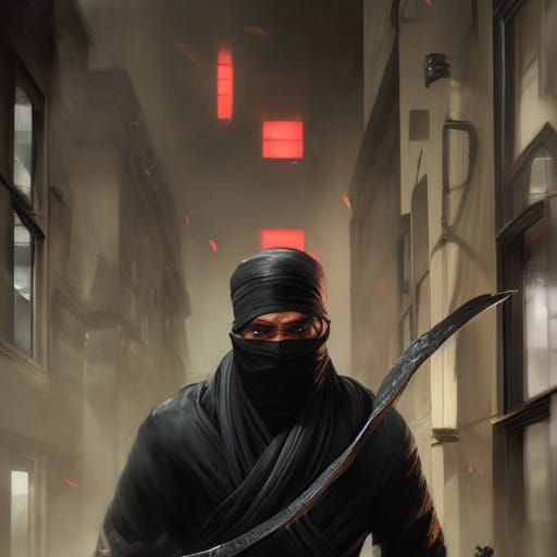 Hyperdetailed Ninja Assassin in Dark Fantasy Style