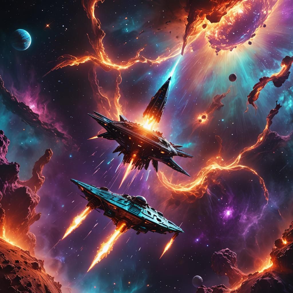 Cinematic Spaceship Drifting Near Dying Star