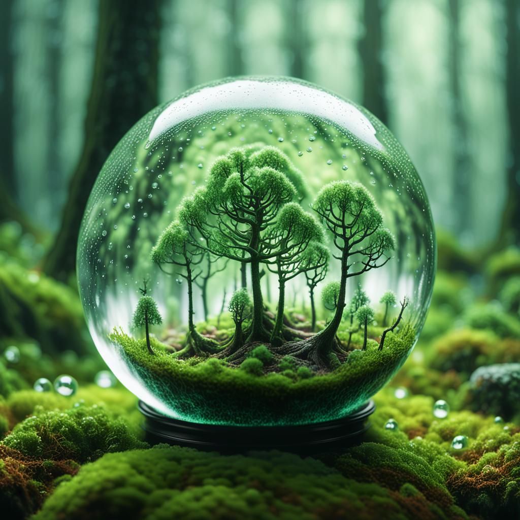 Glass Ball Forest: Dreamlike Digital Art in 8K