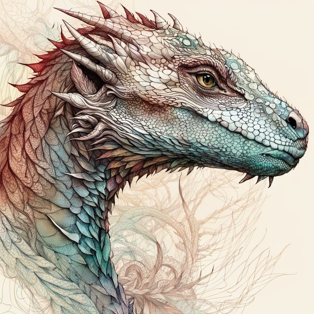 Intricate Komodo Dragon Digital Painting