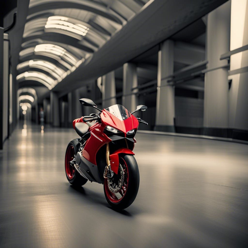 Ducati Motorcycle at Intense Speed with Motion Blur