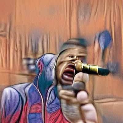 Intense Portrait of Rapper Mid-Performance