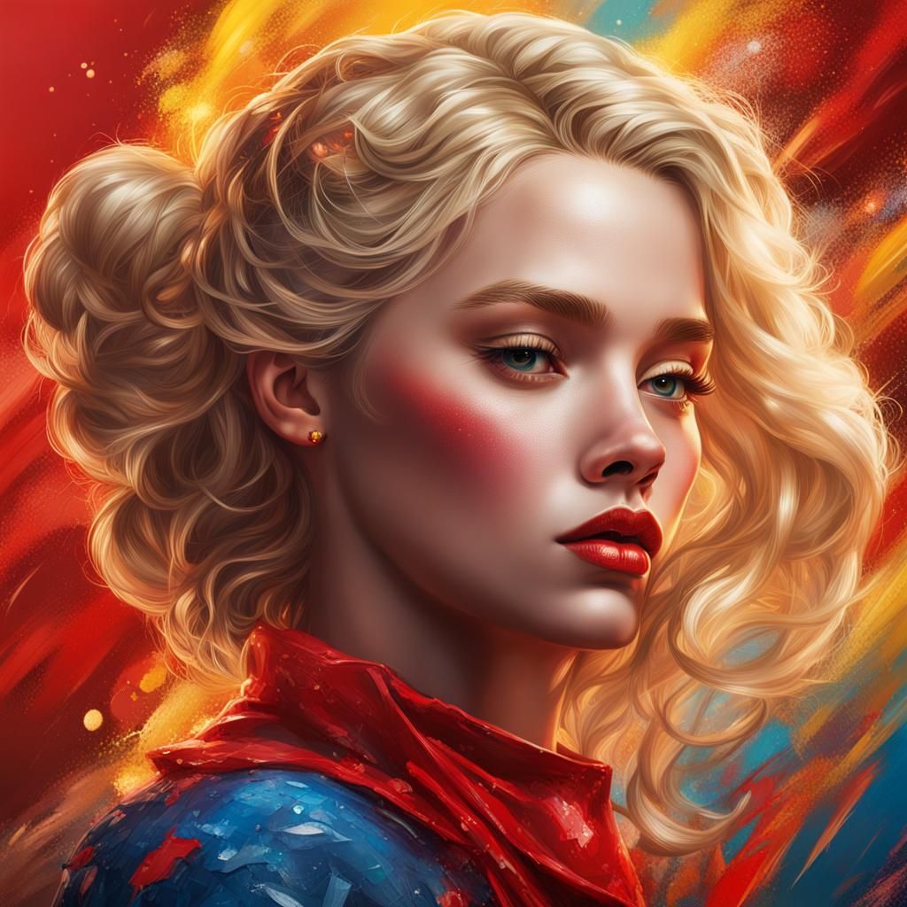 Hyperrealistic Blonde Princess Portrait in Splash Art Style