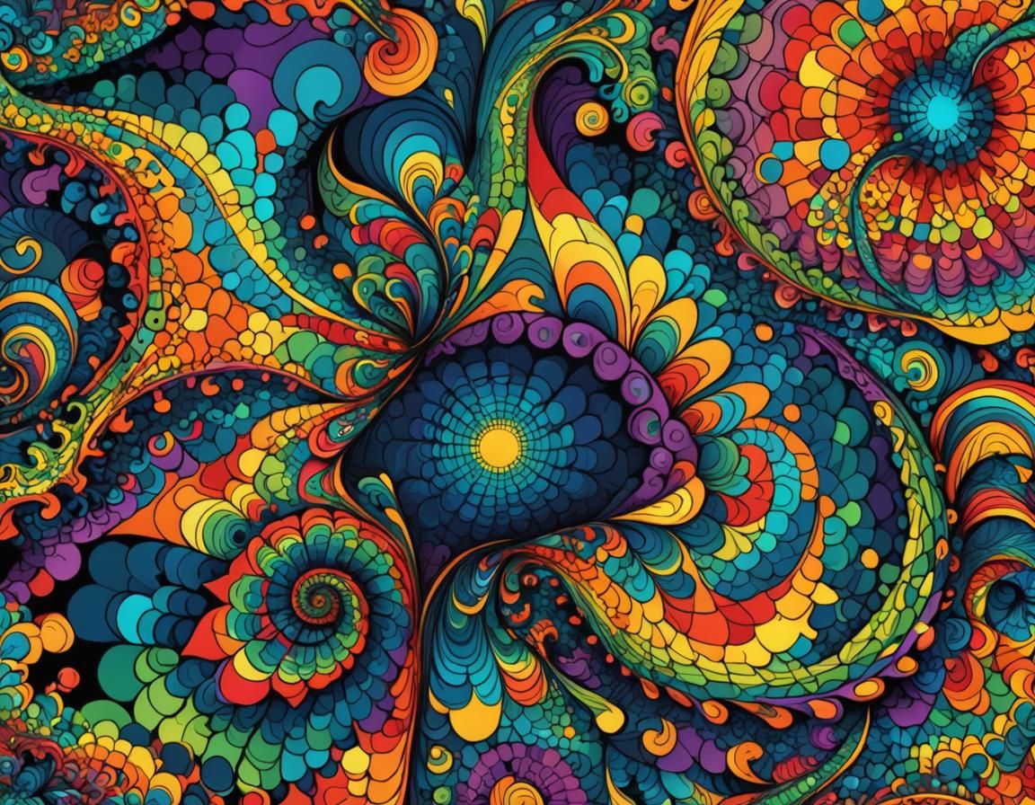 Psychedelic Multicolored Abstract Vector Fractal Design