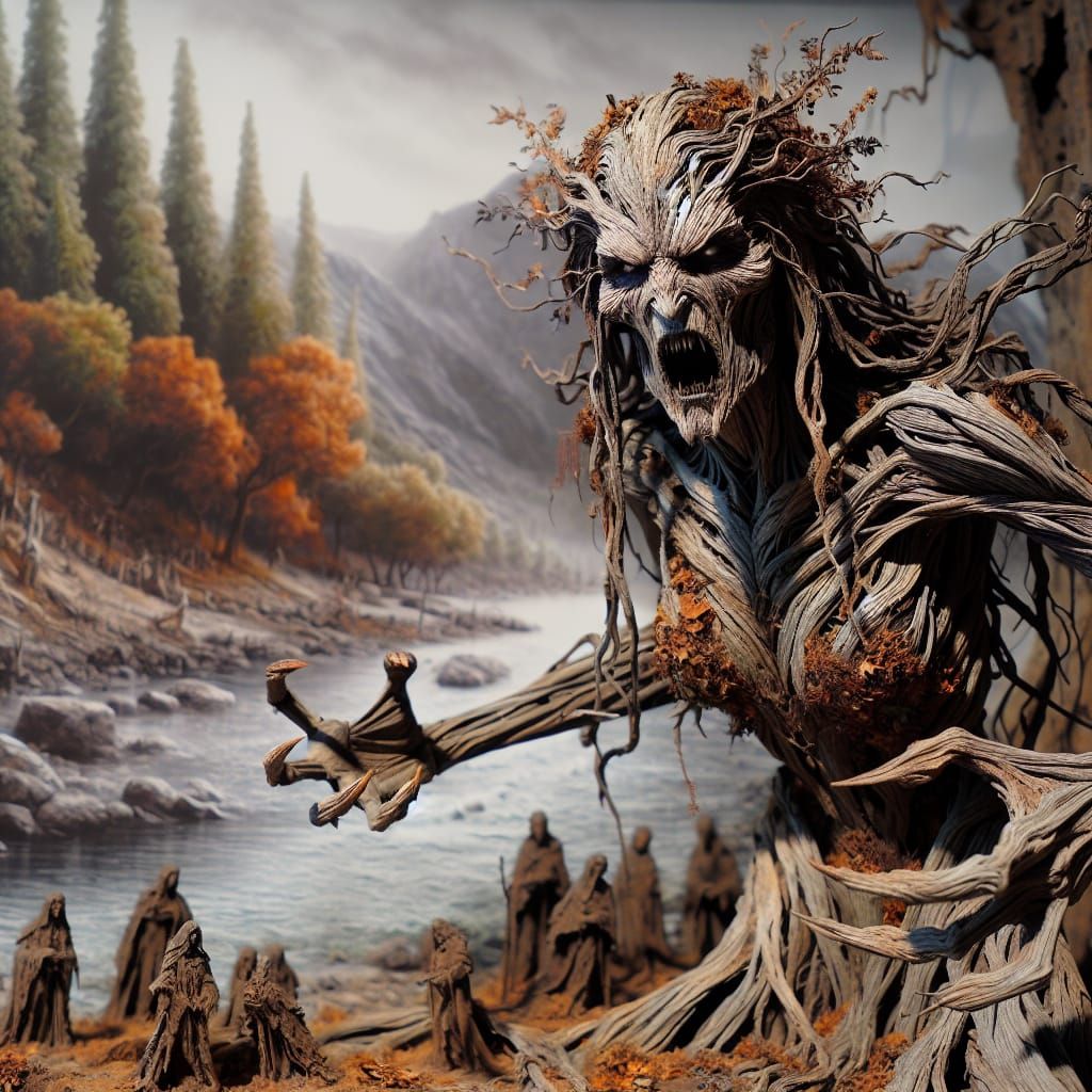 Dark Fantasy Dryad in Riverbank Ruin