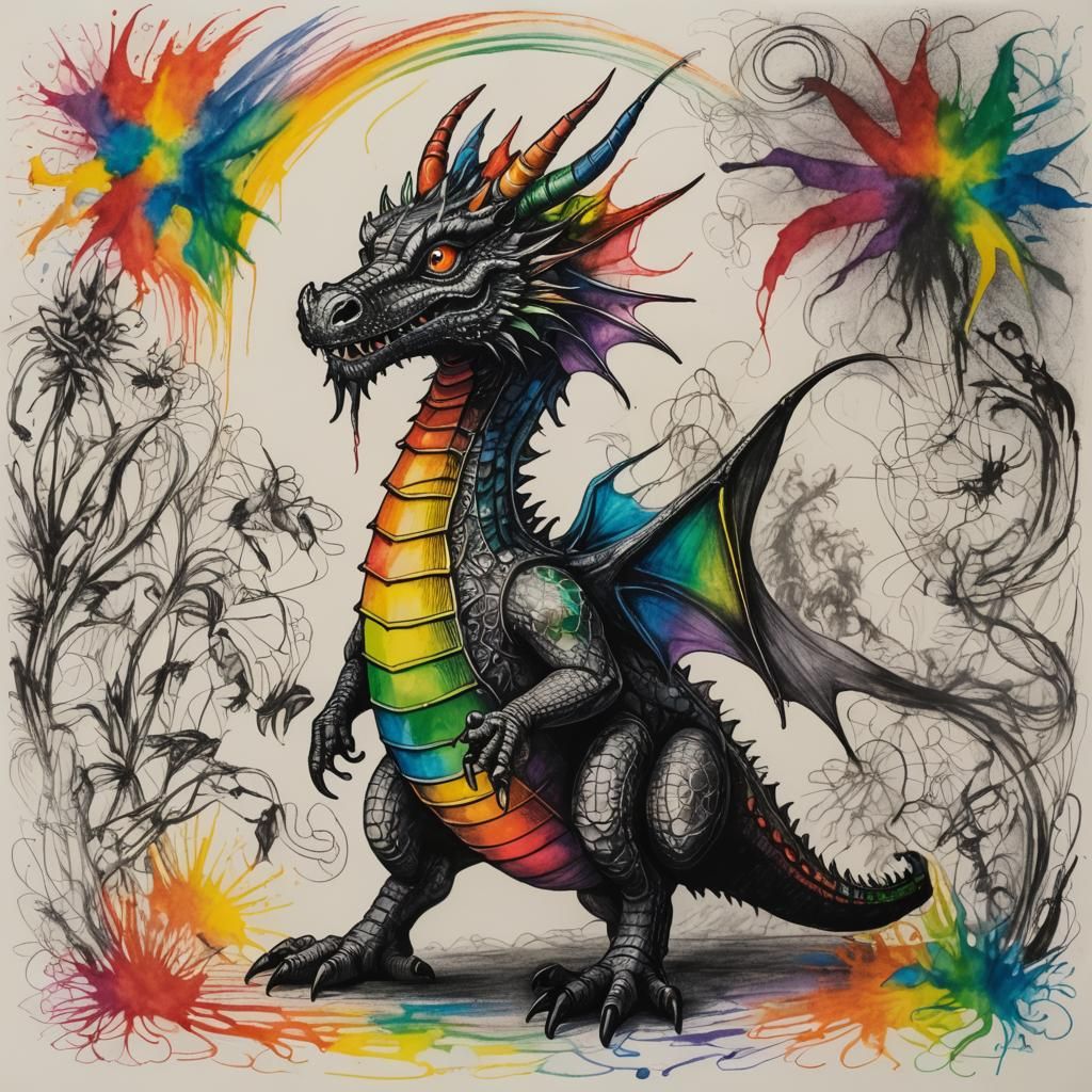 Dragon Crayon Drawing with Rayograph and Fairy