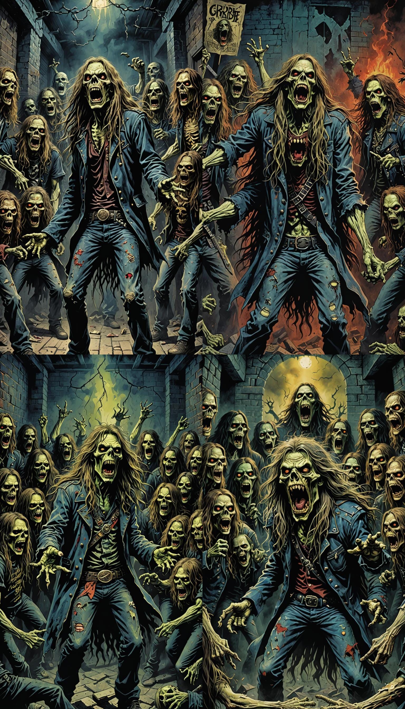 Zombie Death Metal Band in Creepy Magazine Style