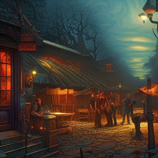 Post-Apocalyptic Tavern in Comic Book Art Style