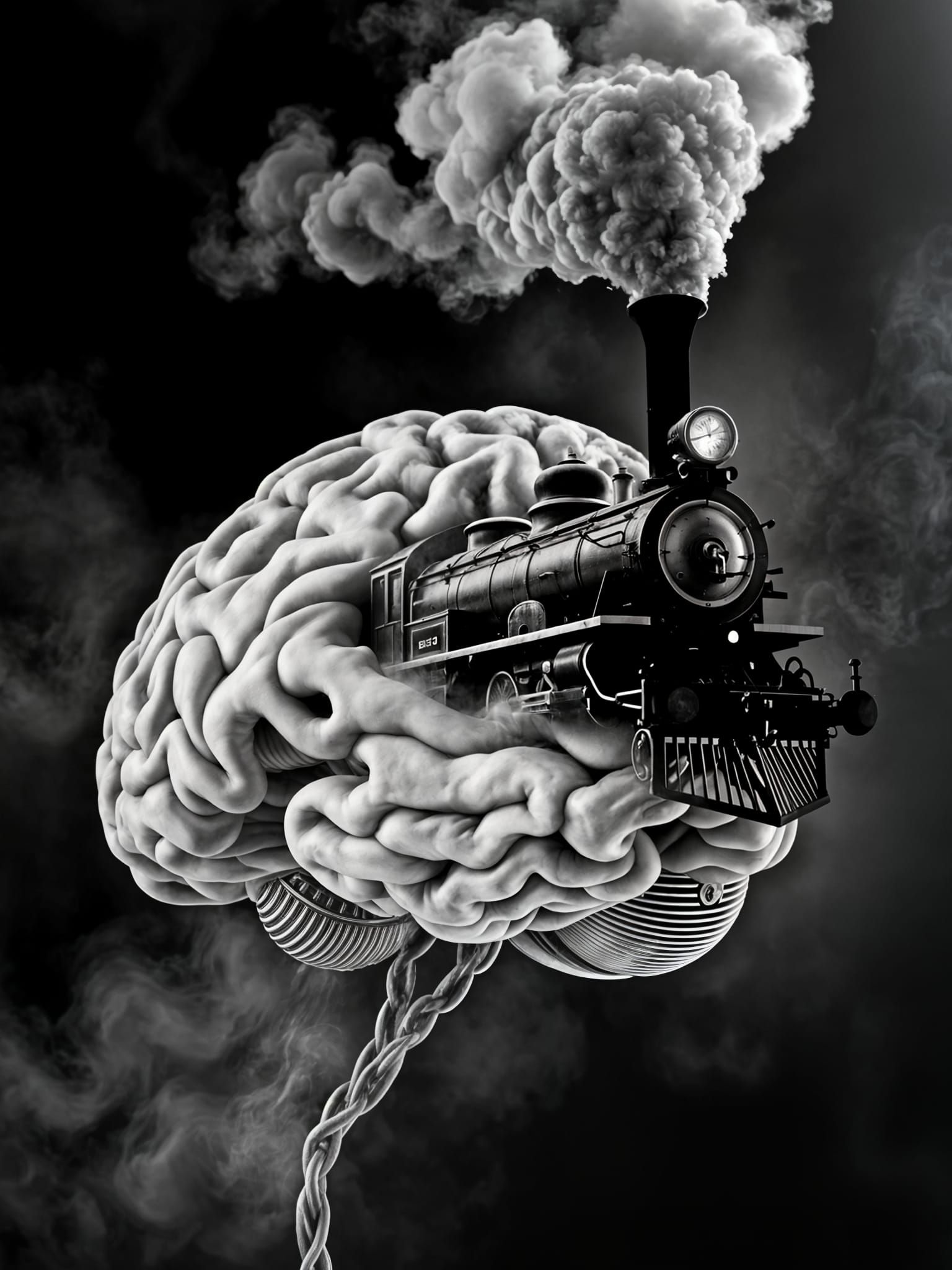Steam Train Merges with Human Brain in a High-Contrast Doubl...