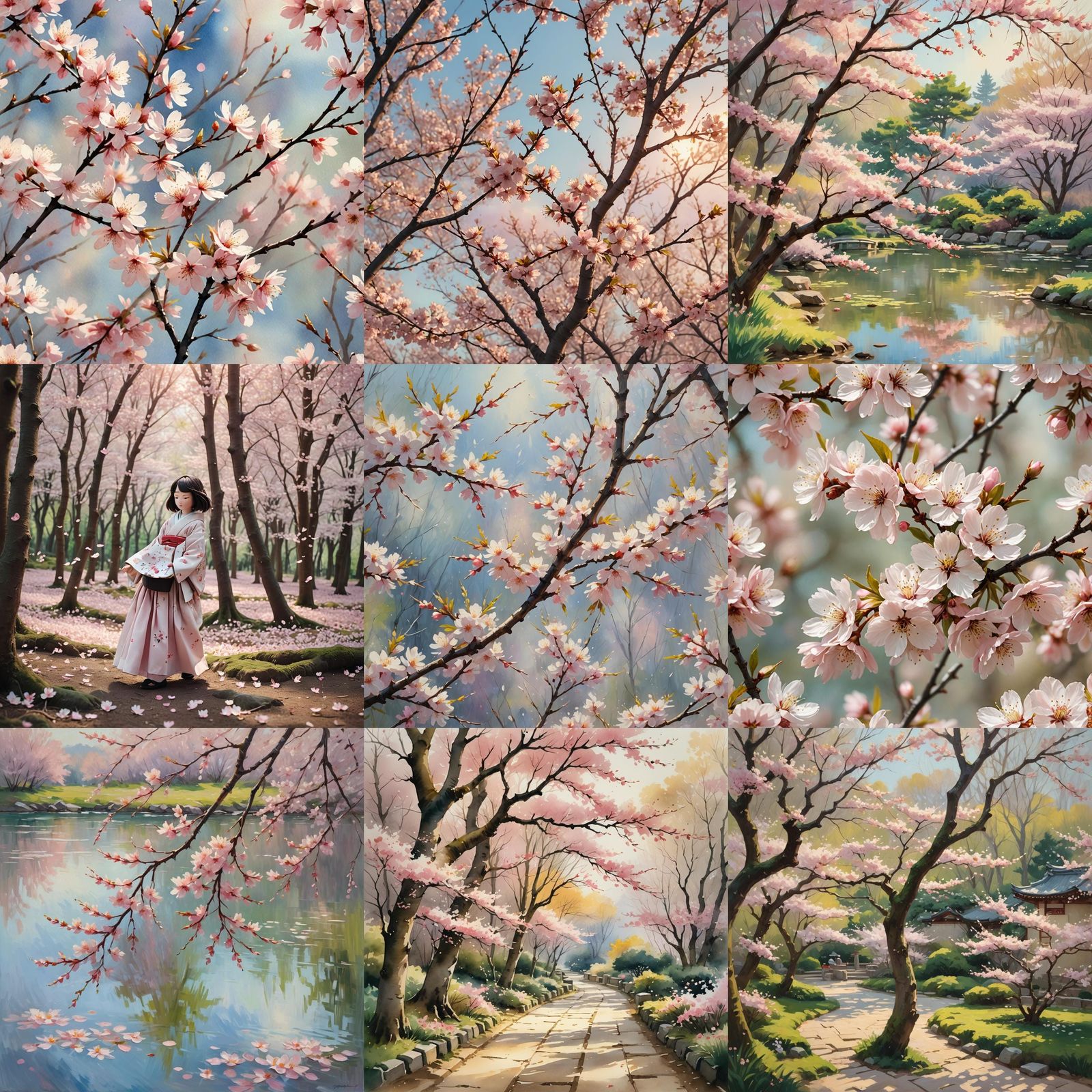 Delicate Cherry Blossoms Close-Up Photograph