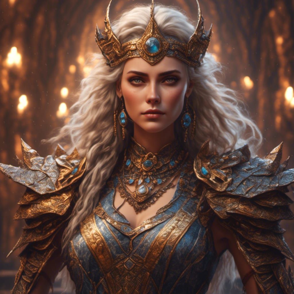Beautiful Viking Woman in Armor, Detailed Fantasy Art
