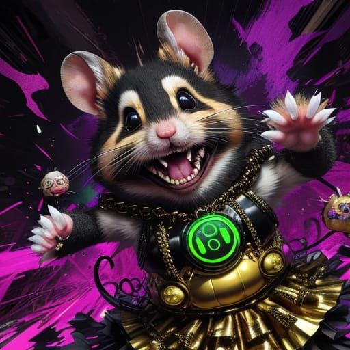 Ferocious Hamster in Tutu with Golden Chains