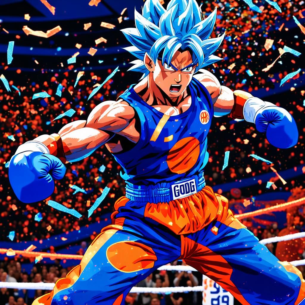Anime Goku in Boxing Match: 3D Rendered Action