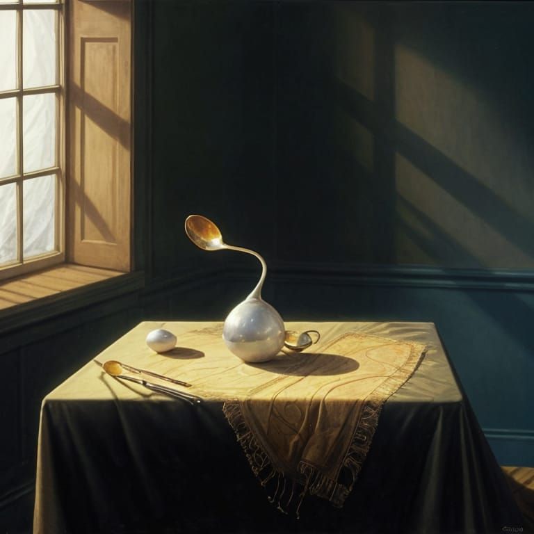 Surrealist Ray of Light on Fork and Egg, Dali Style