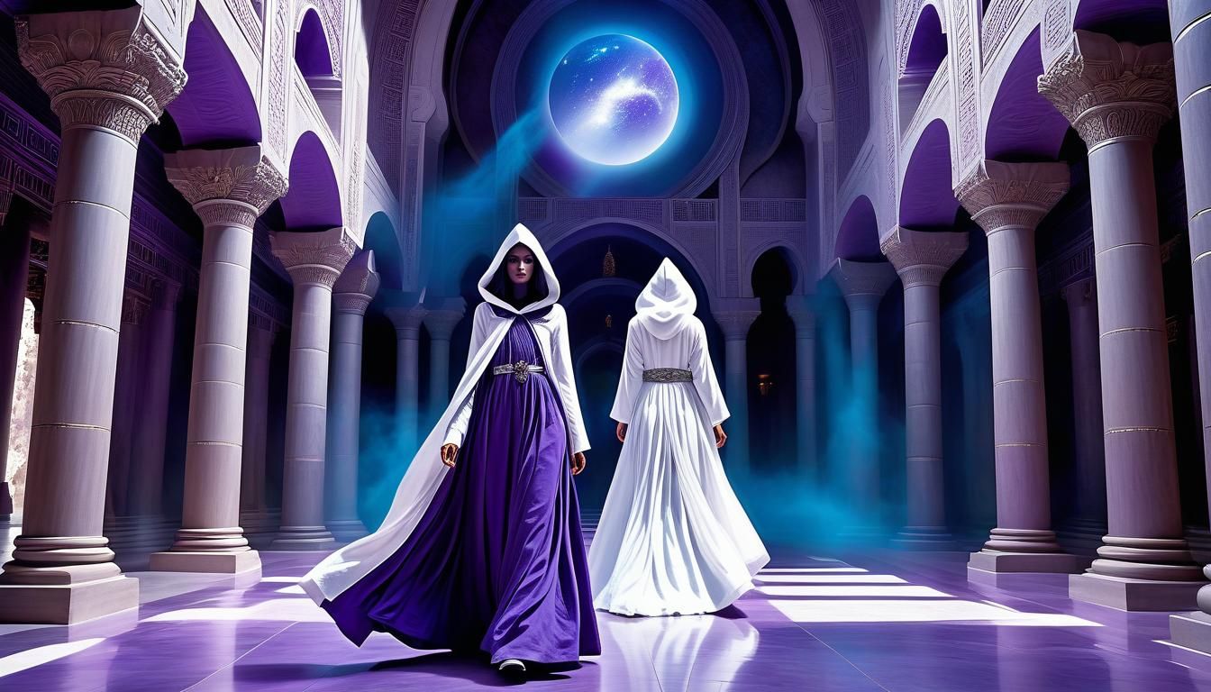 Arcturian Figure in Temple of Healing, Detailed Matte Painti...