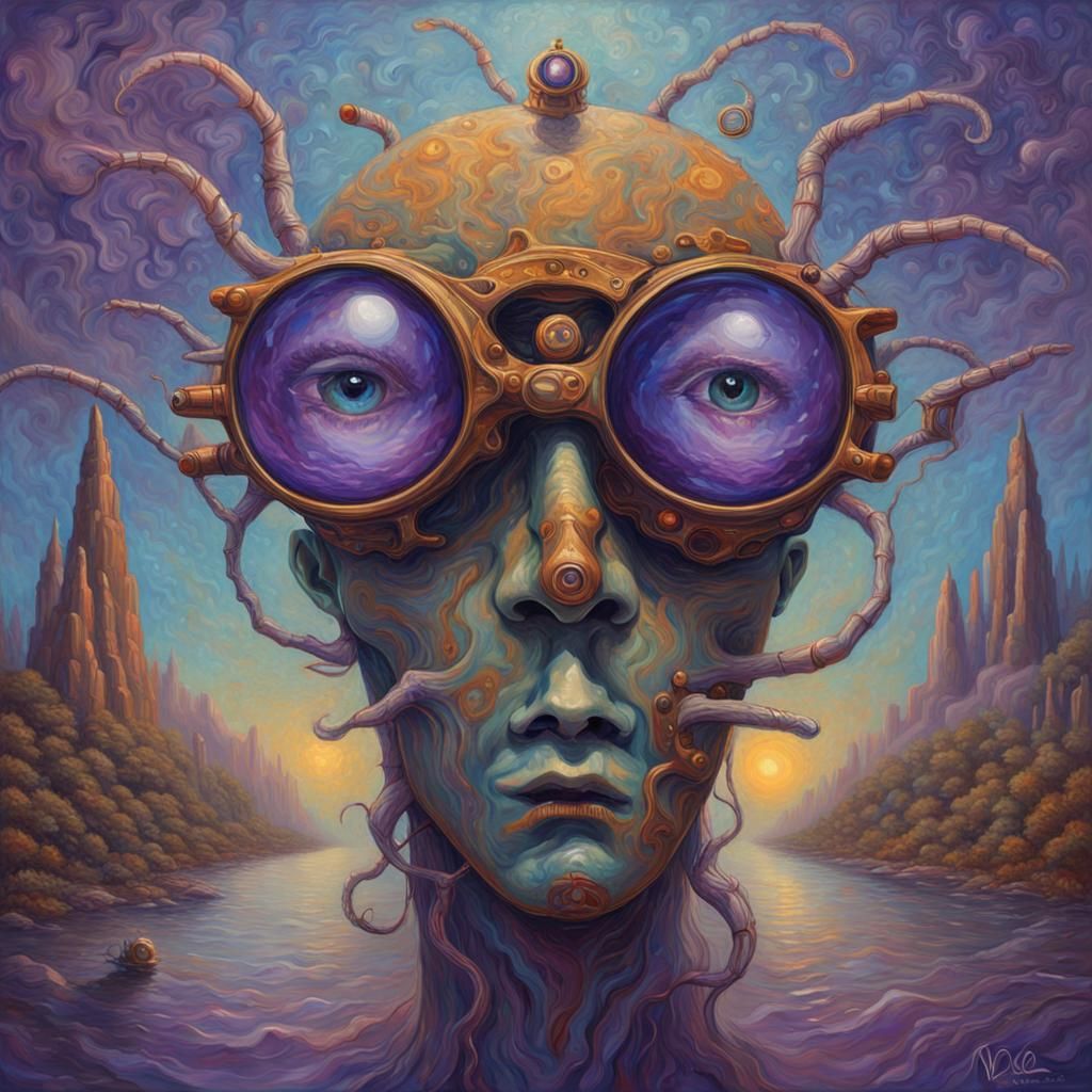 Insectoid Eyewear: Neo-Impressionist Expressionist Oil Paint...