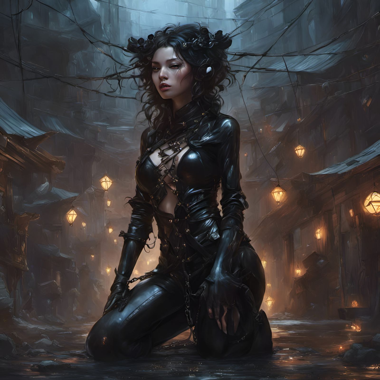 Latex-clad Fairy Portrait in Hyperdetailed Digital Style