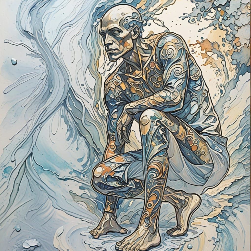 Dreamlike Expressionist Masterpiece in Gouache and Watercolo...