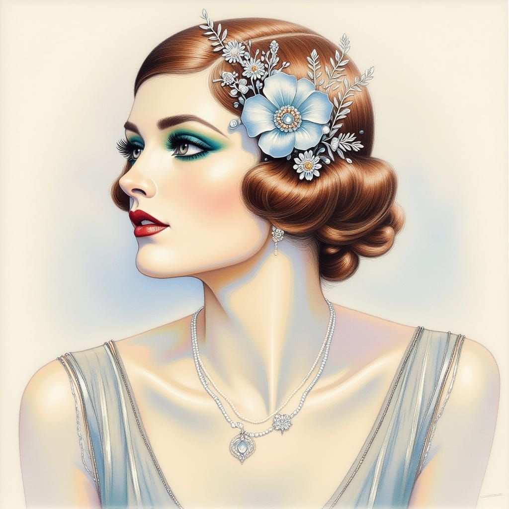 Art Deco Holographic Sketch in Fisher Style