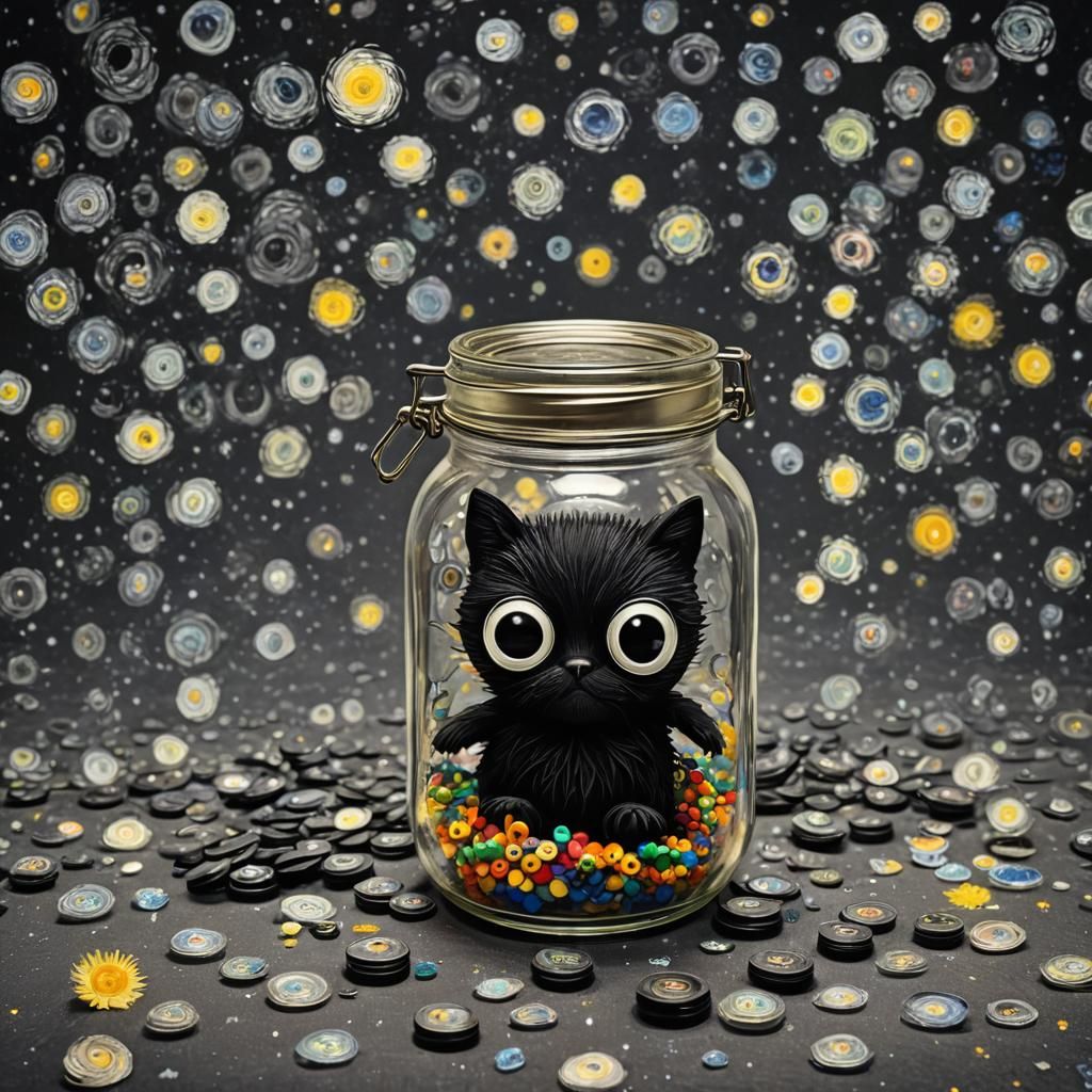 Gothic Googly-Eyed Creature in Van Gogh Style