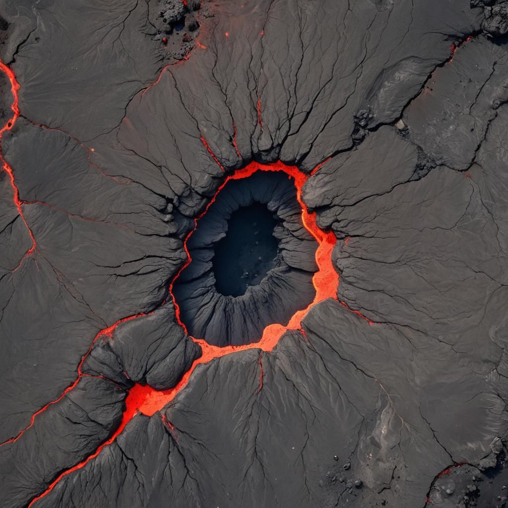 Kilauea Volcano: Black, White, and Red Lava