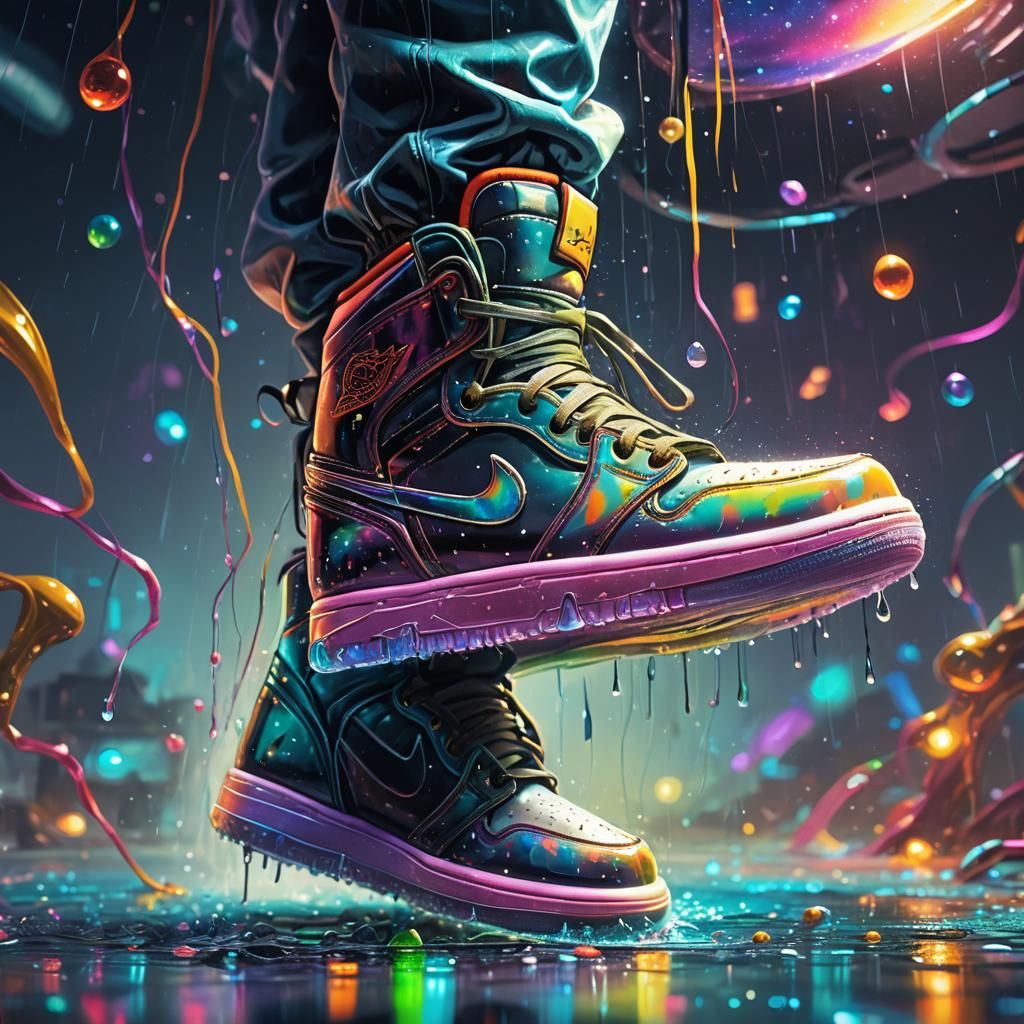 Alien in Jordan 1s Drifting in Space