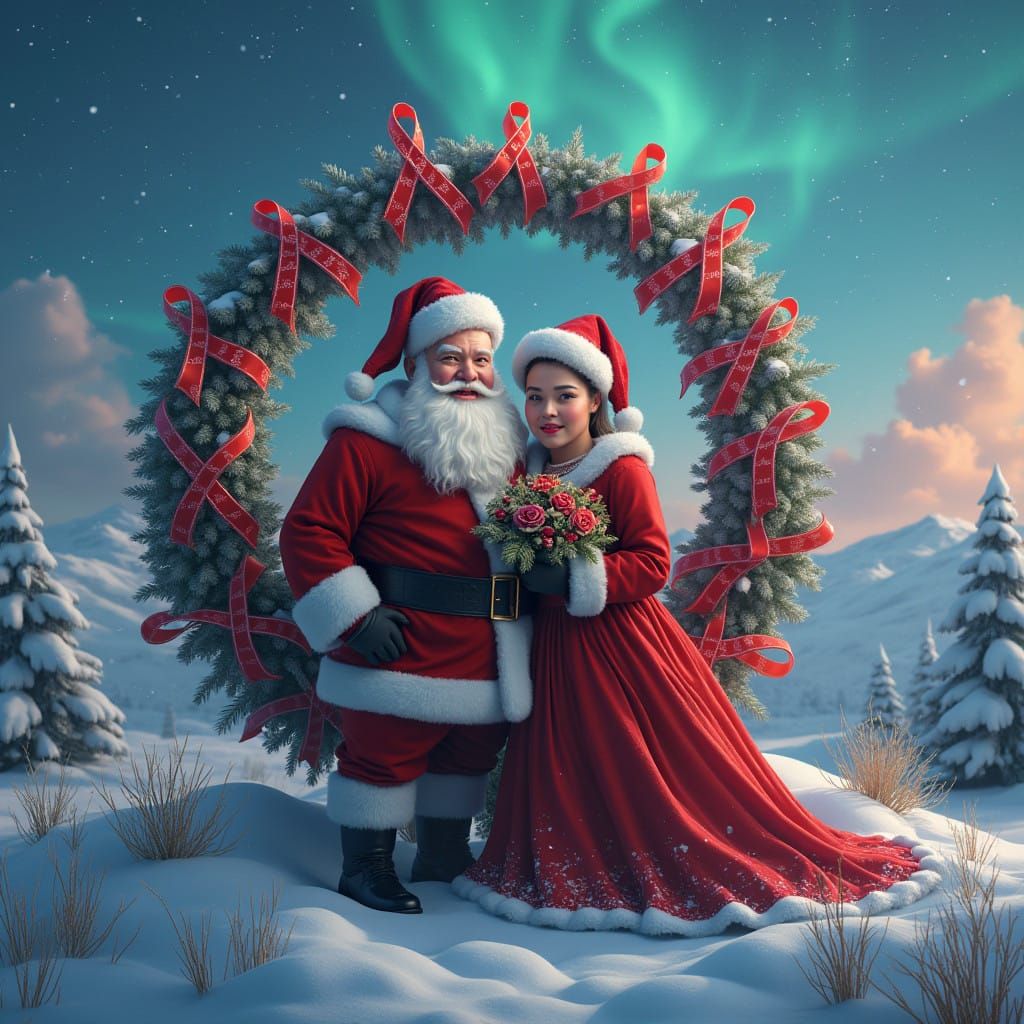 Majestic Santa and Mrs. Claus in a Whimsical Winter Wonderla...